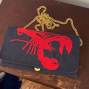 Embroidered lobster clutch